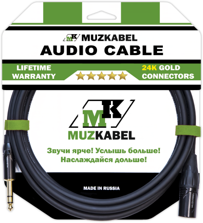 Аудио кабель MUZKABEL BXRMK3 - 6 метров, XLR (папа) - JACK (стерео)