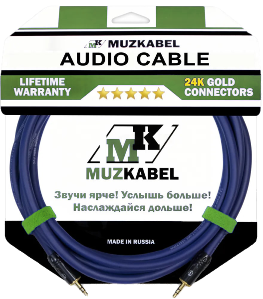Аудио кабель MUZKABEL MNXMK5S - 1,5 метра, MINI JACK (3.5) - MINI JACK (3.5)