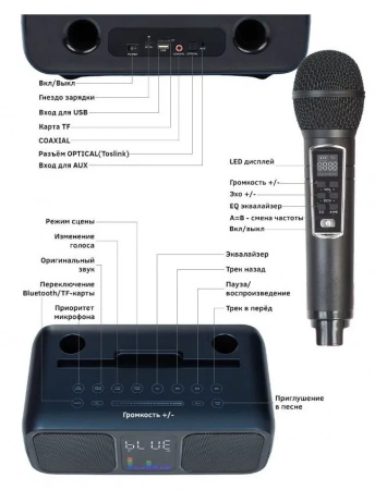 Караоке система с двумя радиомикрофонами SDRD SD 318 Dark Blue