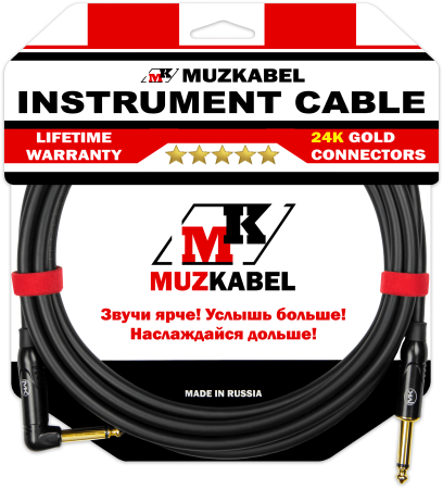 Гитарный кабель MUZKABEL CJXMK3(R) - 15 метров, JACK - JACK (Угловой)